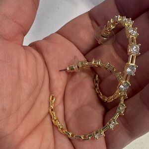 Kendra Scott Gold Hoop Earrings with Clear Stones